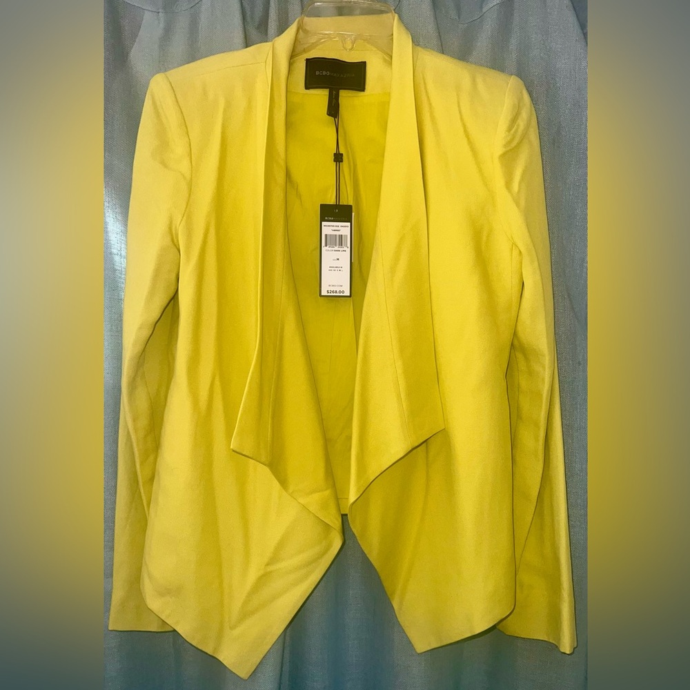 BCBGMaxAzria Vibrant Yellow Blazer Open Collar
